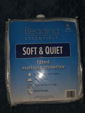Essentials Soft & Quiet White Fitted Mattress Protector - King